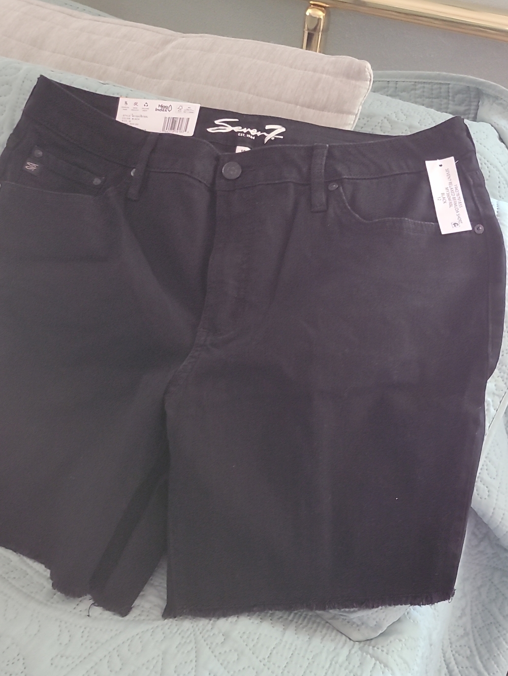 Seven7 Black Raw Hem Denim Shorts